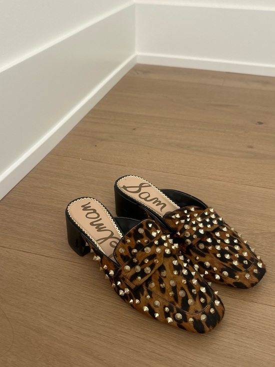 Sam Edelman Shoes - Sam Edelman Leopard-Print Studded Slip-On Mules in Brown and Black